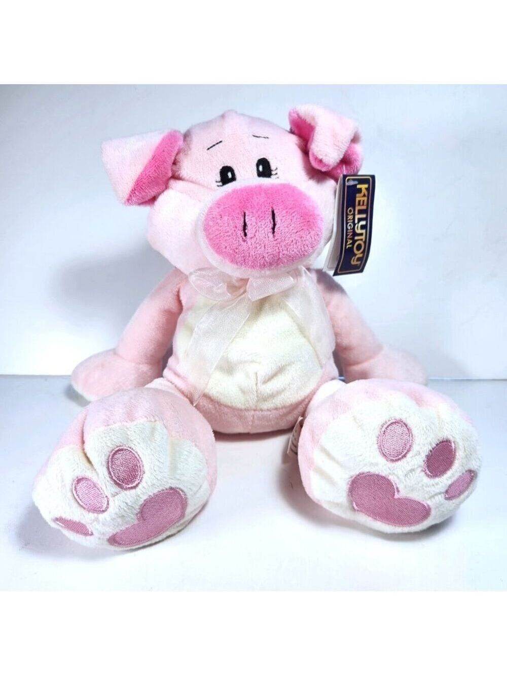 Kellytoy Valentine Pink Plush Pig Stuffed Animal Hearts 12.5 Inch NWT